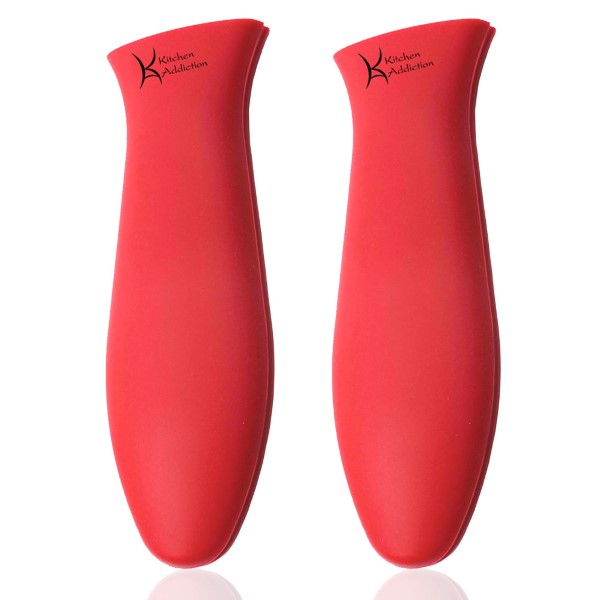 Silicone Hot Handle Holder 2 Pack by Kitchen Addiction - Red