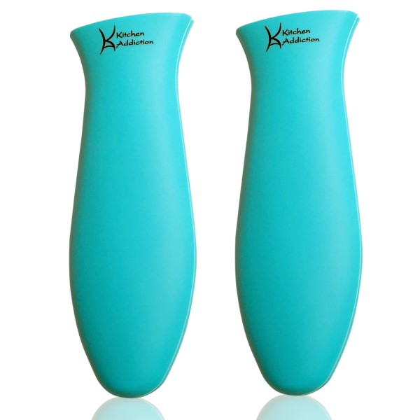 Silicone Hot Handle Holder 2 Pack by Kitchen Addiction - Turquoise