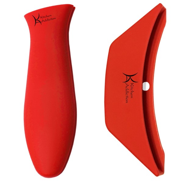 Silicone Hot Handle Holder and Assist Combo by Kitchen Addiction - Red